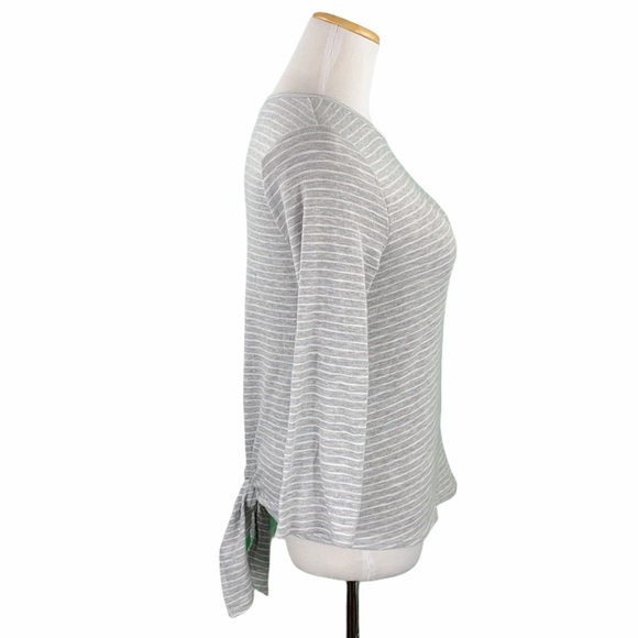 Code X Mode Gray Striped Long Sleeve Tie Back Tee - Picture 4 of 13